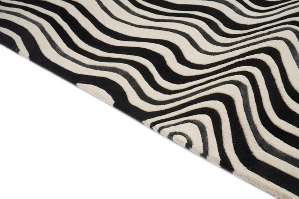 Draft Black – Covor handmade alb-negru