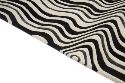 Draft Black – Covor handmade alb-negru