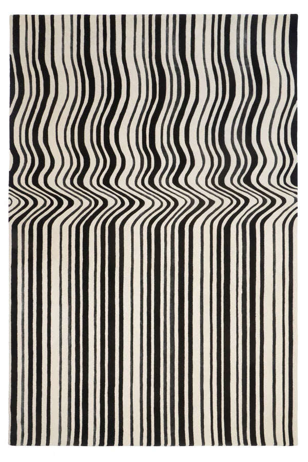 Draft Black – Covor handmade alb-negru