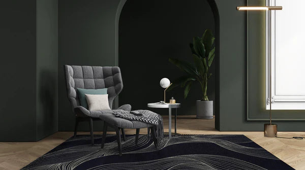 Neptun Blue – Covor Art Deco, geometric & ușor de întreținut